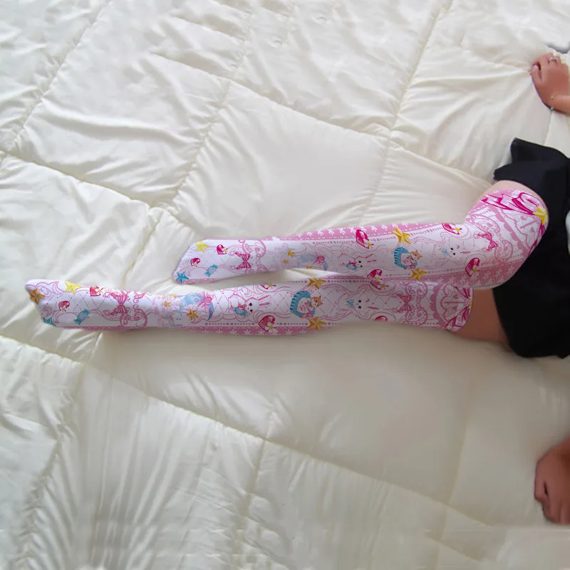 Летние женские чулки выше колена Привлекательные длинные до бедра с 3D принтом