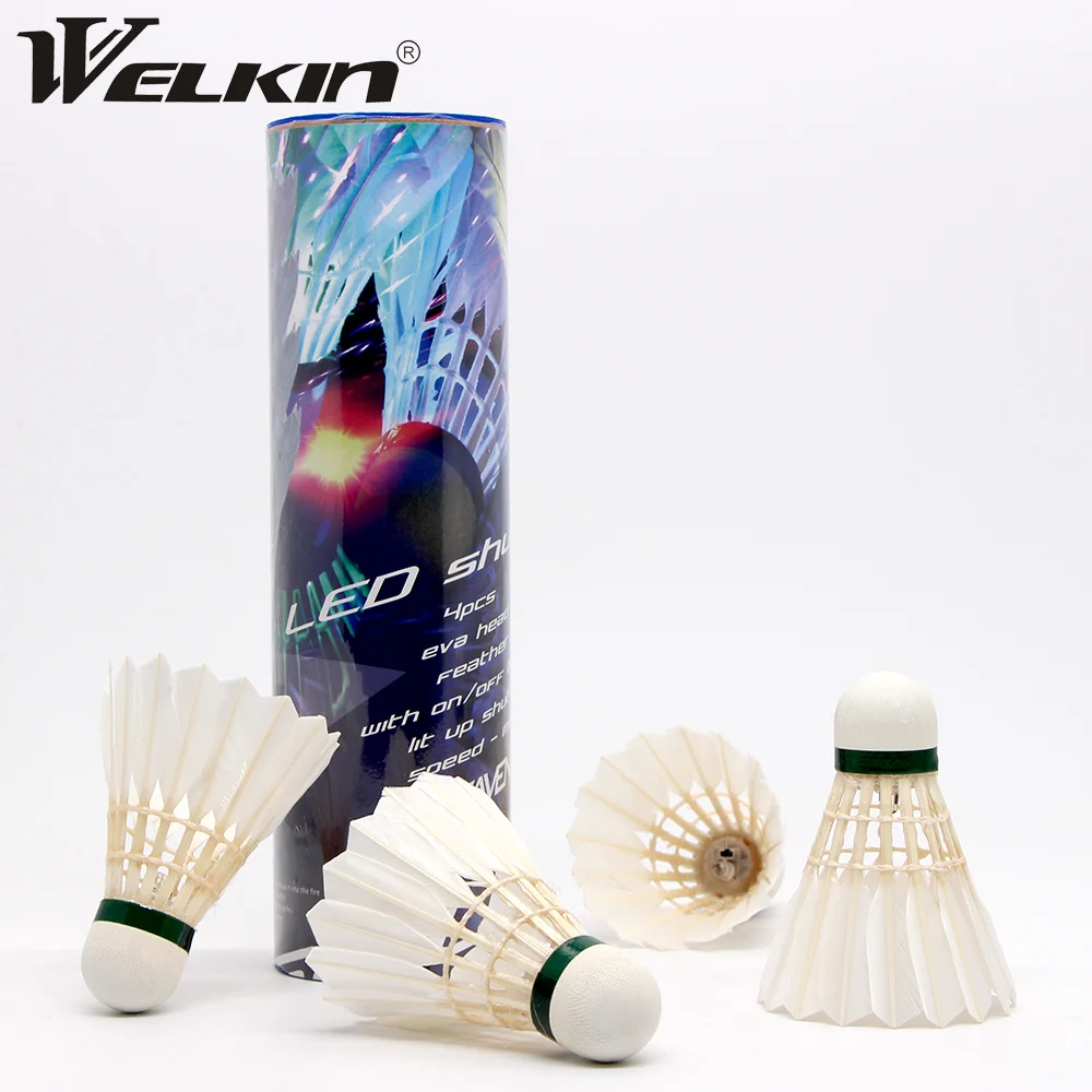 

WELKIN 4PCS Lighting Badminton shuttlecock Night Colorful LED Lighting Sport Badminton Ball Accessories Light Spot Shuttle cock