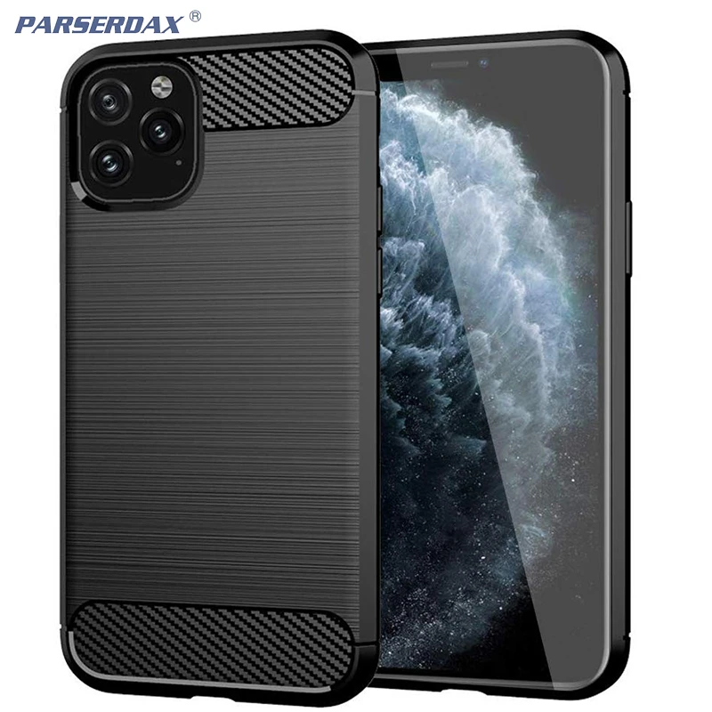 Мягкий силиконовый чехол для Apple iPhone 11 Pro тонкий из углеродного волокна Max X XS XR 8 7