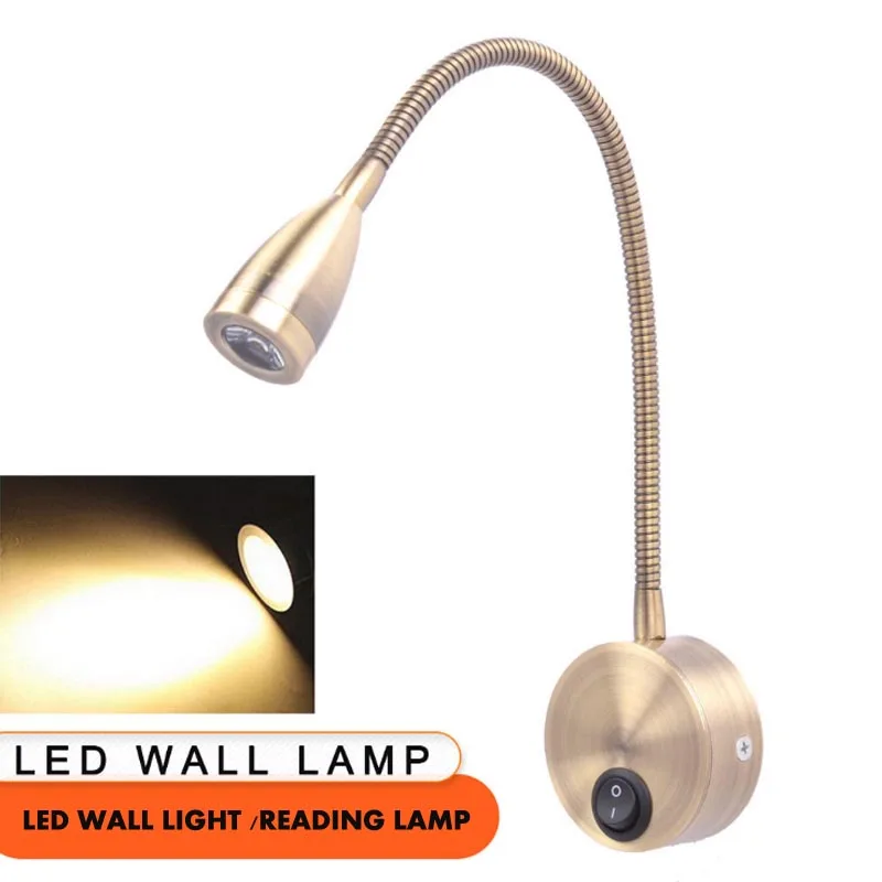 3 Вт Современный гибкий светодиодный настенный светильник 220 В бра переключатель