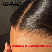 13x6 hd lace frontal wig straight hd transparent lace front human hair wigs melt skins 150 for black women bleached knots