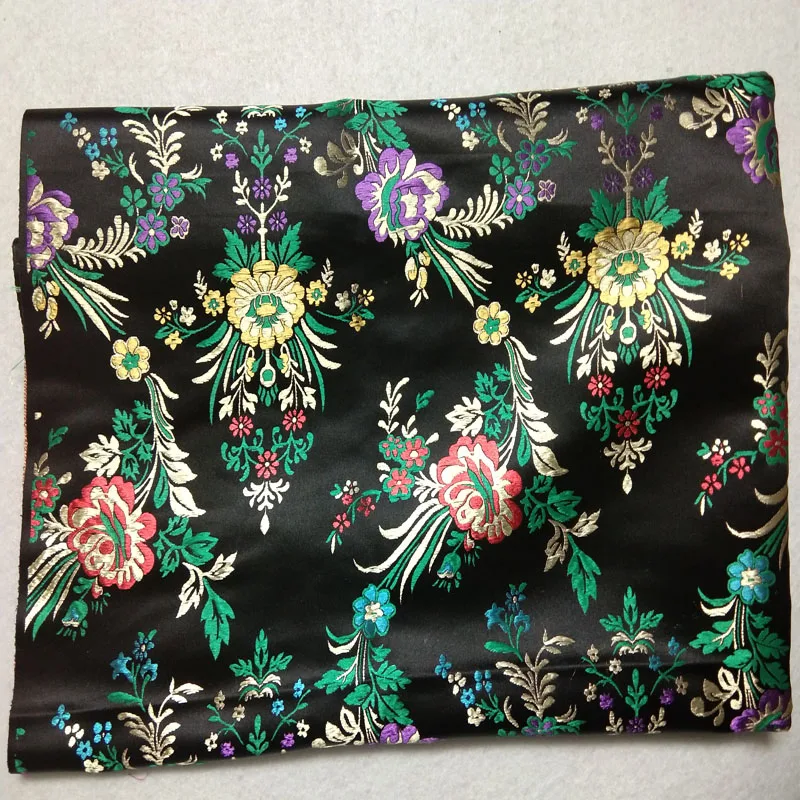Королевский Черный Цветущий красочный цветы жаккардовая парча ткань 50x72 см