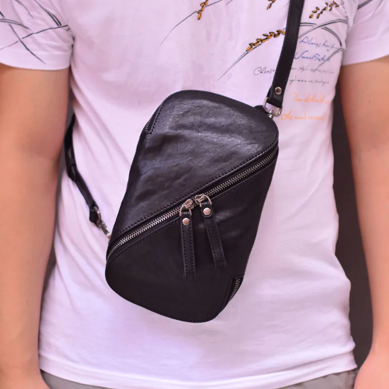 

AETOO Leather men's trendy chest bag, top layer cowhide personalized shoulder bag, soft leather all-match mini messenger bag