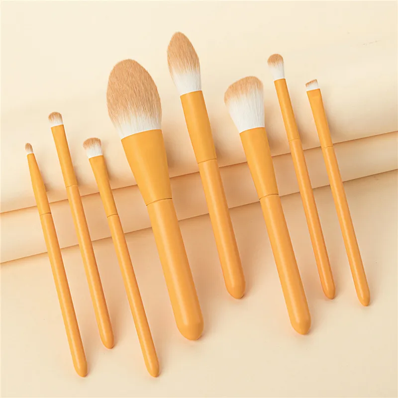 

8Pcs Makeup Brushes Set Yellow For Foundation Blush Eyeshadow Concealer Powder Lip Make Up Cosmetics Brush Makeup Pen