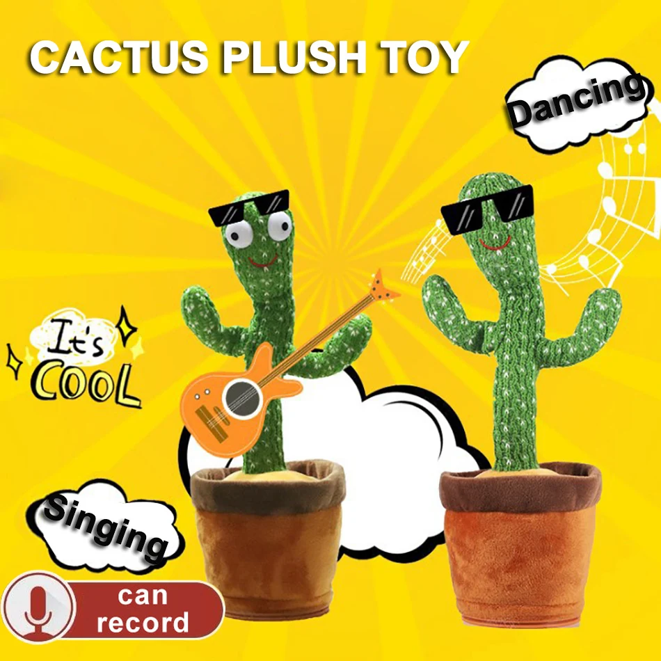 

Electric Talking Cactus Plush Toy Singing Dancing Twisting Recording Learning To Speak Baby Interactive Toys for Children Gift