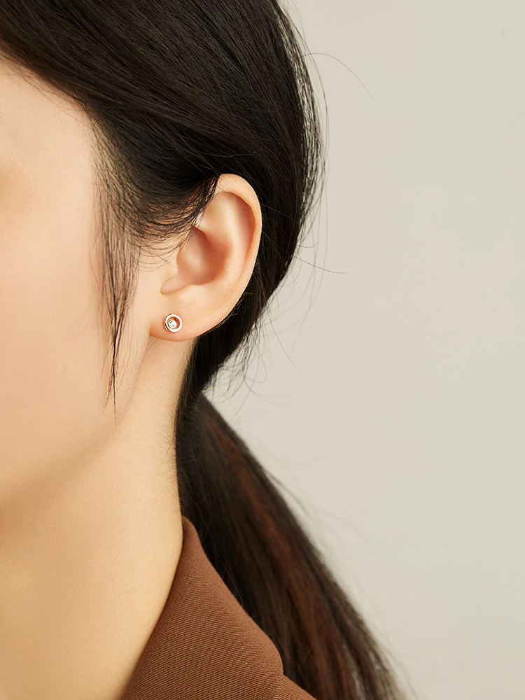 

ZEMIOR Round 925 Sterling Silver Stud Earrings For Women Clear Cubic Zirconia Small Earring Anniversary Fine Jewelry Recommend