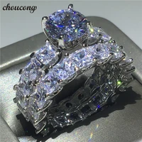 choucong vintage promise ring set princess cut aaaaa zircon cz 925 sterling silver engagement wedding band rings for women men