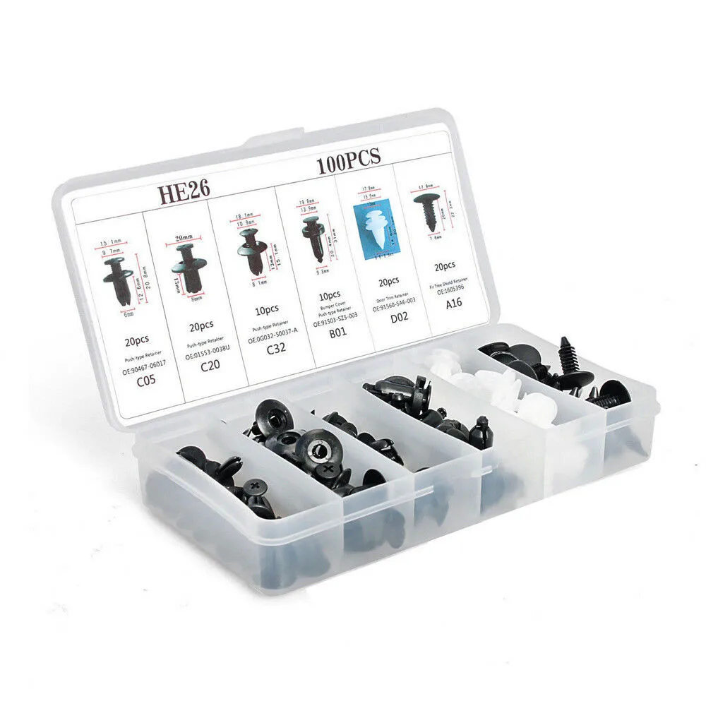 

Bumper Fasteners Car Rivet Door Panel Nylon Push Pin Retainer Set 6Size