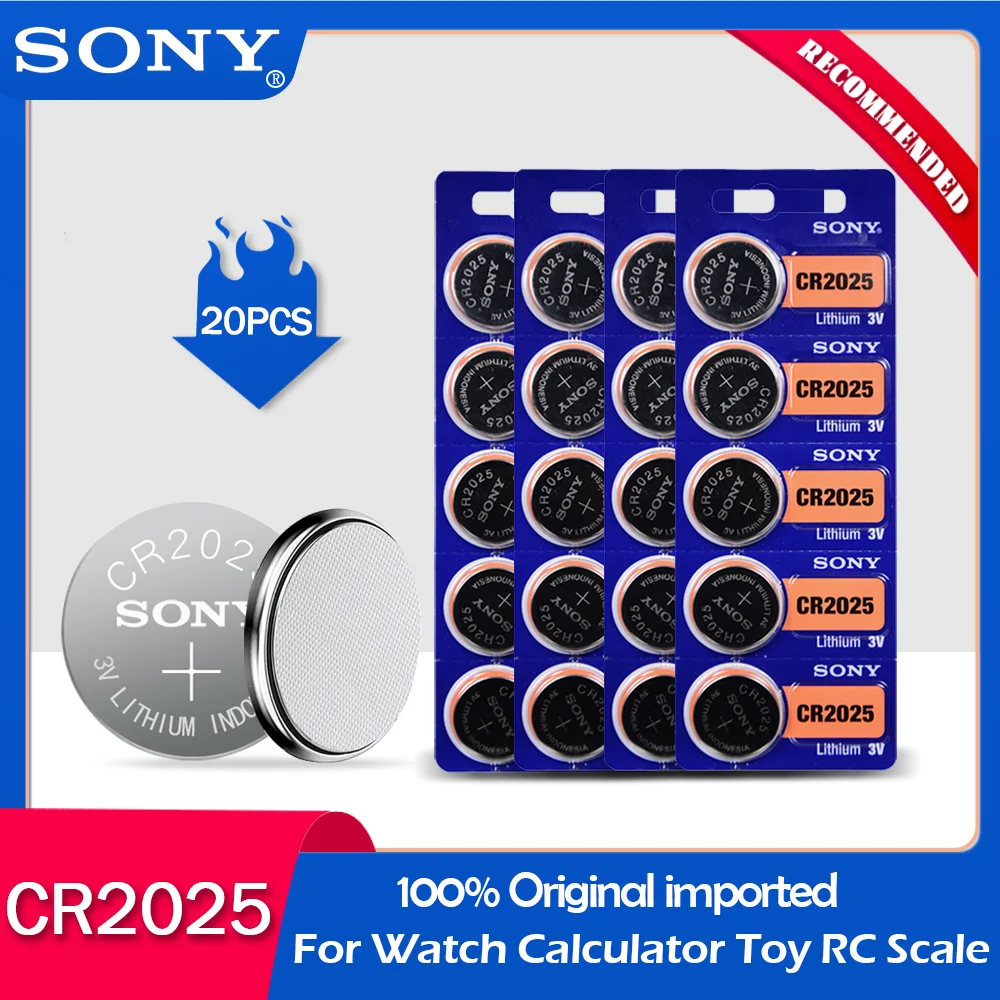 20 шт./лот sony CR2025 100% оригинальная 3 В литиевая батарея для часов пульт
