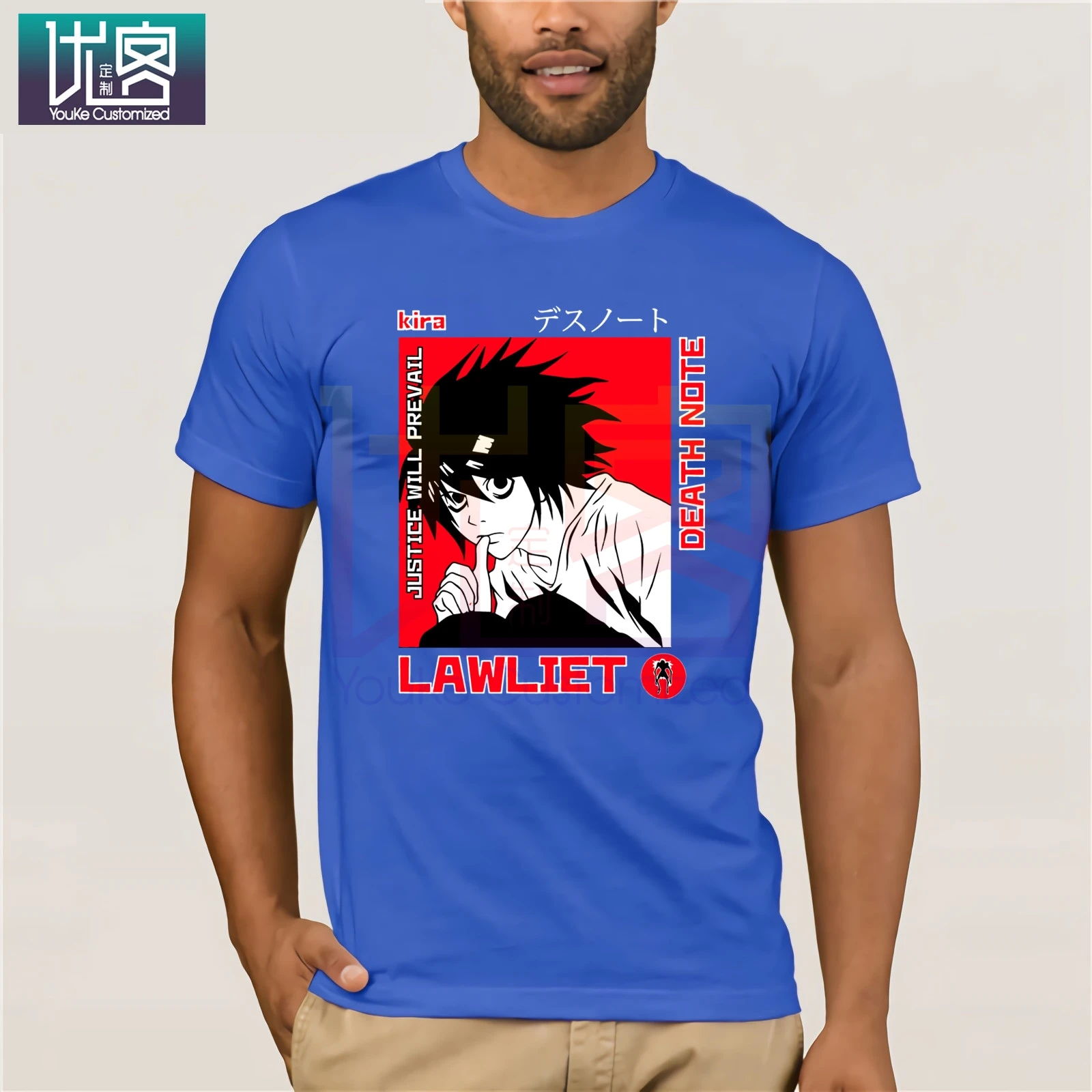 Футболка с коротким рукавом Death Note-L Kira Lawliet Уникальные повседневные футболки из
