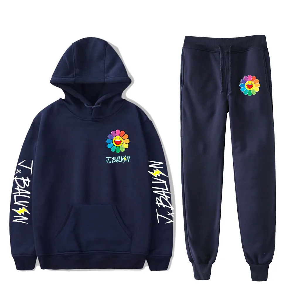 

2021 Sportswear Two Piece Outfits J BALVIN Tracksuit Two Piece Set Hoodies+jogger Pant Casual Unisex Streetwear&pants Full