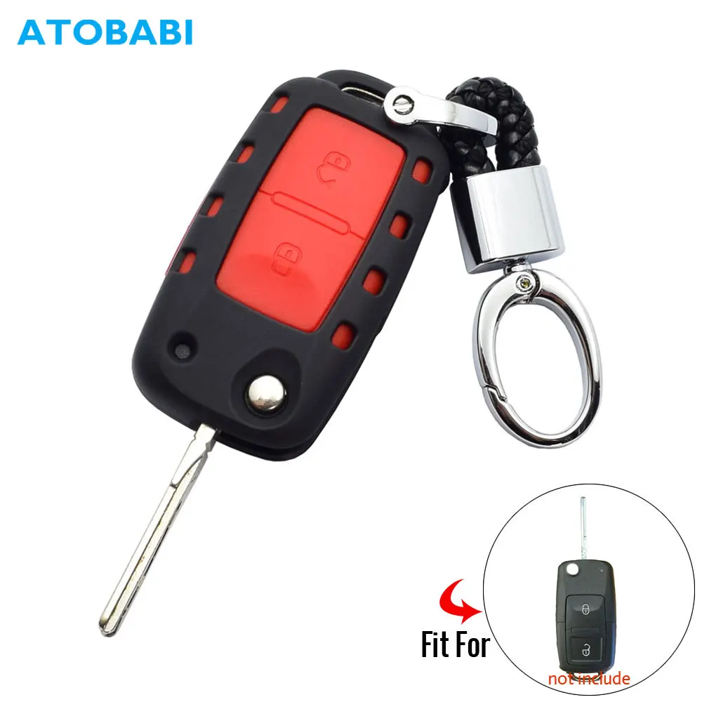 ATOBABI комбинированный чехол для ключей автомобиля VW Volkswagen Golf 4 5 Passat B5 B6 Polo Touran 2 кнопки ABS+ силиконовый чехол для пульта дистанционного управления