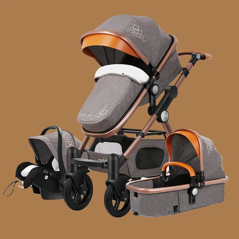 Детская коляска 3 в 1 роскошная зонтик для новорожденных детская с высоким