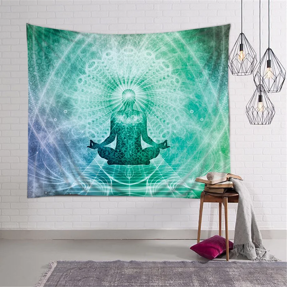 

Psychedelic Energy Yoga Mat Blanket Chakra Wall Hanging Tapestry Buddha Dorm Boho Decor Tenture Hippie Wall Carpet Mandala India