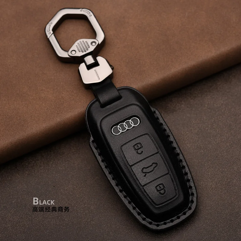 Кожаный чехол для автомобильного ключа Audi A3 A4 B9 A6 C8 A7 S7 4K A8 D5 S8 Q7 Q8 SQ8 E-tron 2018 2019 2020 2021