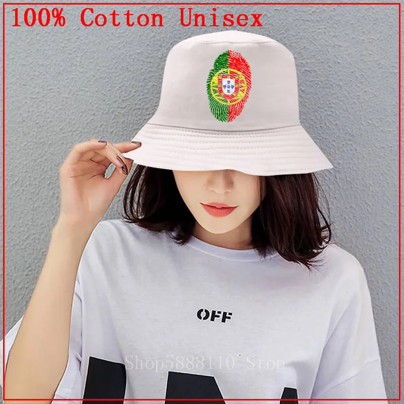 Portugal Flag Fingerprint panama bucket hat Men women kids birthday gift fishing cap hip hop boy girl summer bob | Аксессуары для