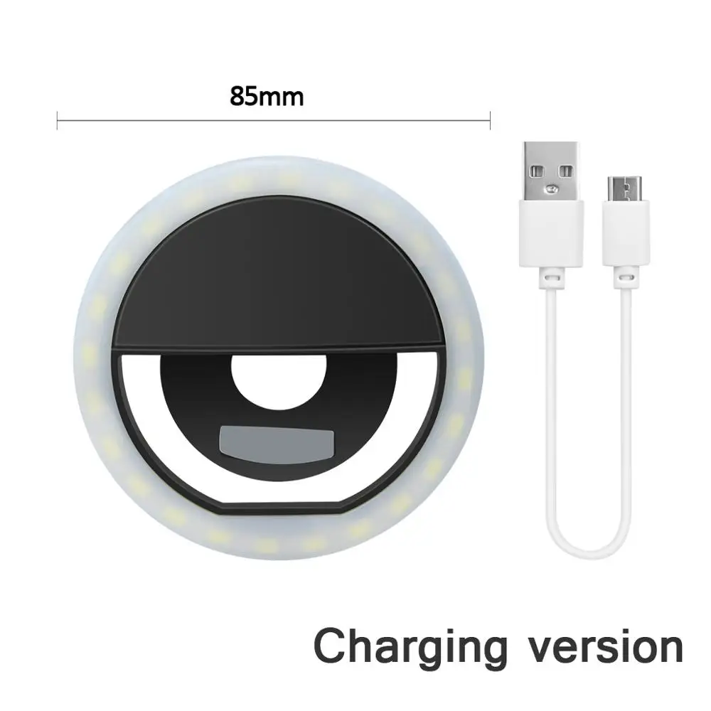 Black USB Powered Светодиодный селфи кольцо новинка световое кольцо с зажимом для сотового телефона лампа для фотосъемки anel de luz para celular подсветка для телефона - Цвет: Black USB Powered