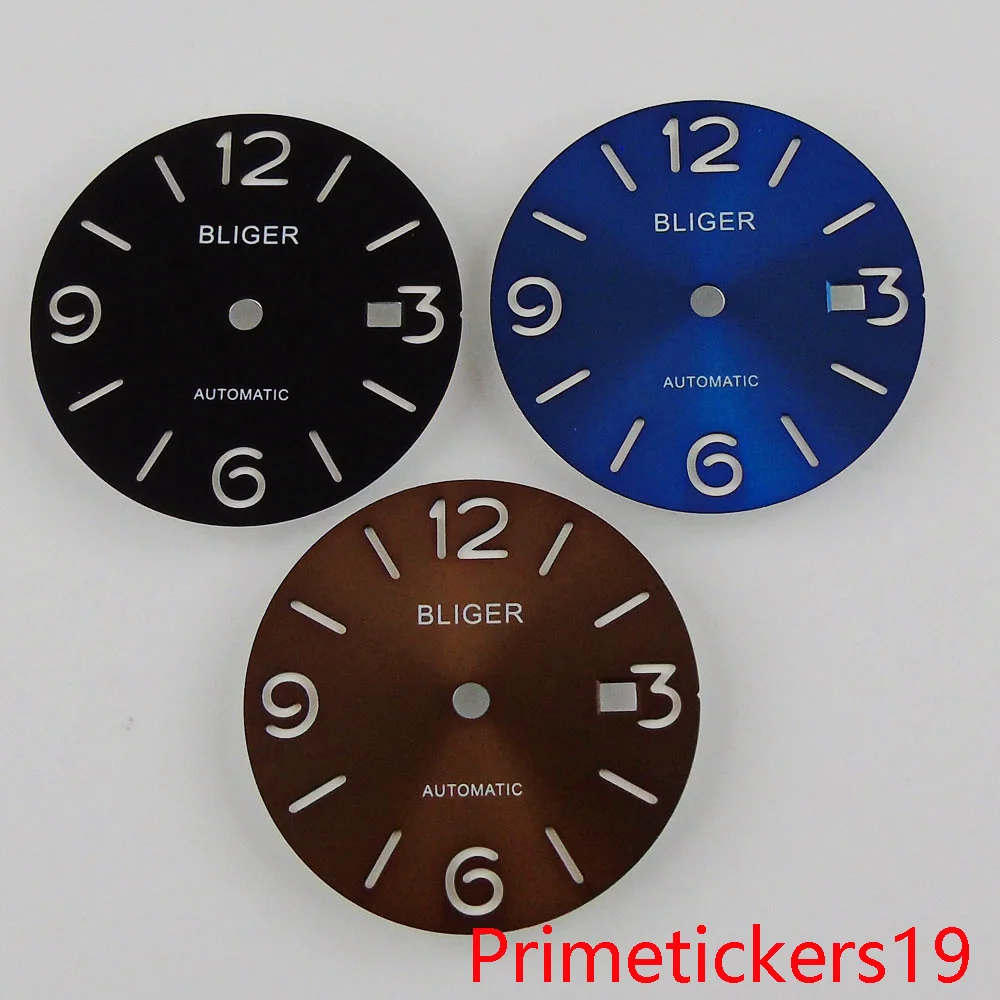 

31.5mm bliger black/blue/coffee watch dial with date window fit mingzhu 2813 miyota 8215 movement