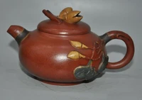 wedding decoration old china yixing zisha pottery carved longevity dried fruit teapot pot tea maker