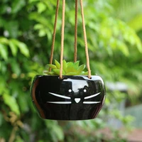 cartoon black white cat hanging fleshy flowerpot simple ceramic flowerpot home courtyard decoration