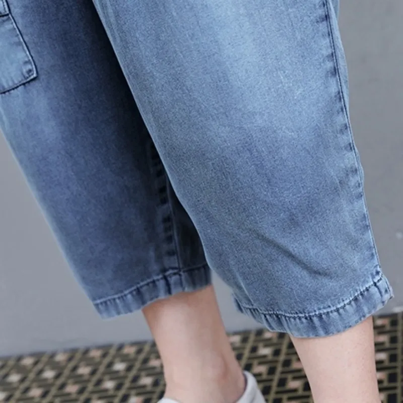 Женский джинсовый комплект из двух предметов свободная футболка с коротким