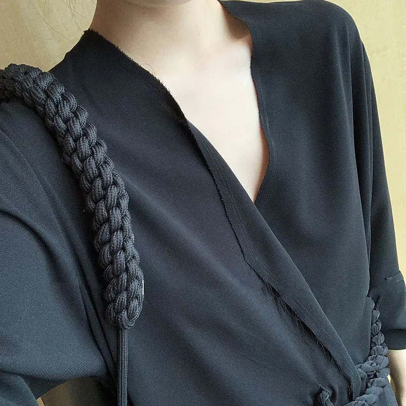 

XITAO Plus Size White Black Dress Women Clothes 2021 Spring New Fashion Causal V Neck Slim Elegant Long Sleeve Sexy Dress ZY5565