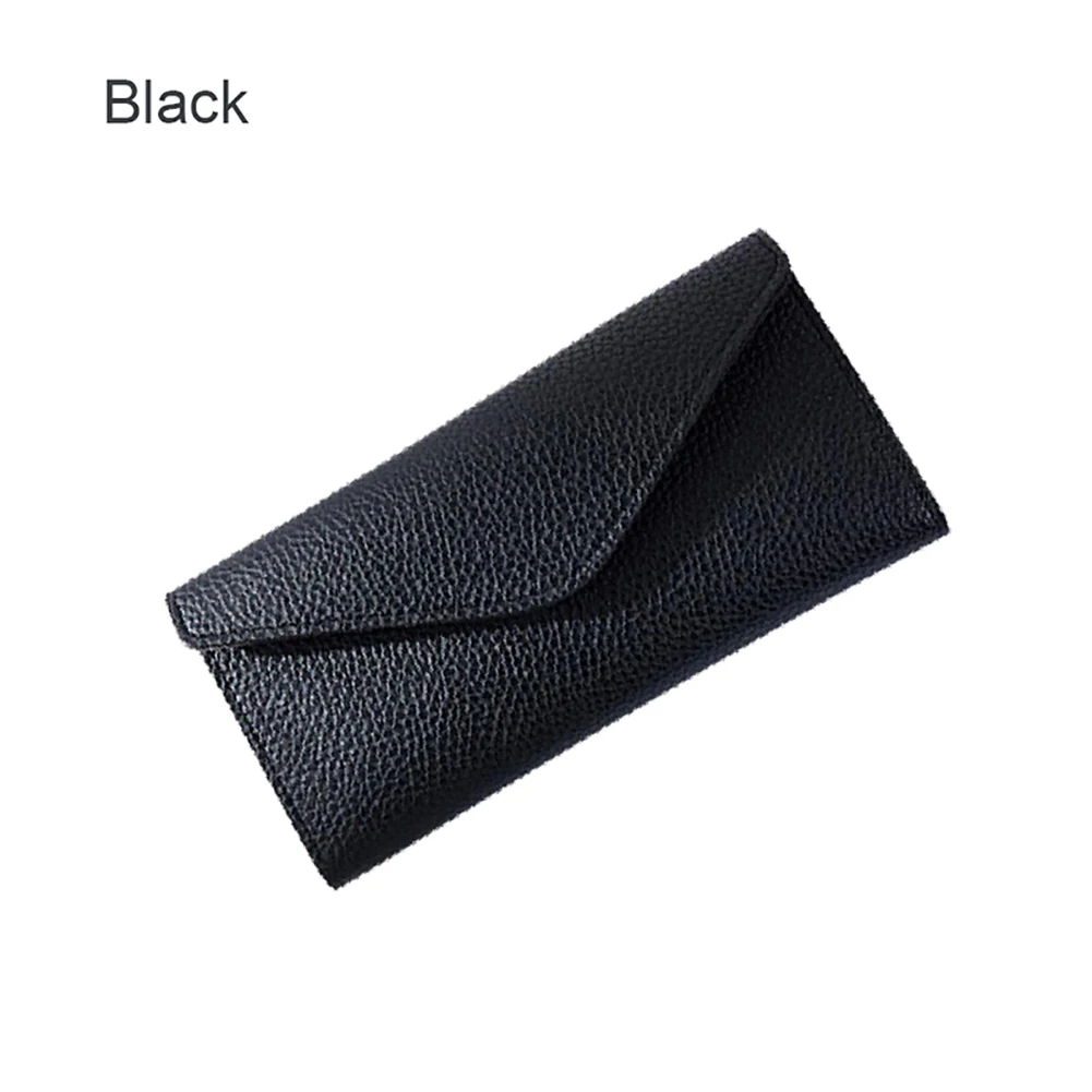 Black Новинка, Женский Длинный кошелек-конверт из искусственной кожи, Одноцветный кошелек на застежке, кошелек для монет, держатель для карт вечерние клатчи, сумочка для денег - Цвет: Black