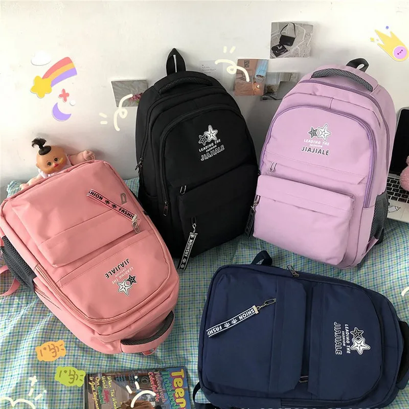

Teenage Girl Backpack for School Bags Nylon Backpack Women College Style Middle Student Bagpack Female Large Capacity 2021 New