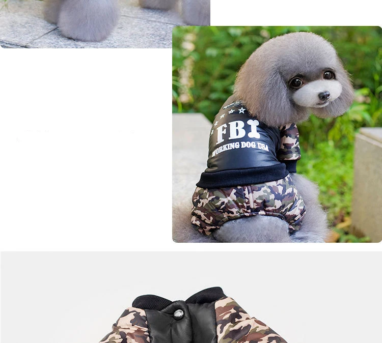 Зимняя одежда для домашних животных для собак камуфляж FBI Puppy куртка для питомца теплый флисовый комбинезон для собак чихуахуа французская одежда для бульдога