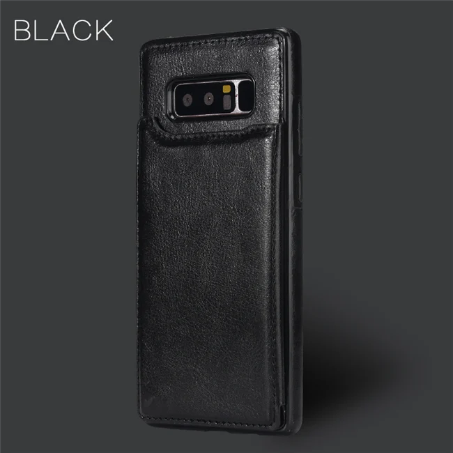 Black Кожаный чехол для samsung Galaxy S10 S9 S8 плюс S7 Edge Note 10 8 9 S10e A50 A30 A10 Магнитный чехол-бумажник держатель для карт с подставкой для задней панели - Цвет: Black