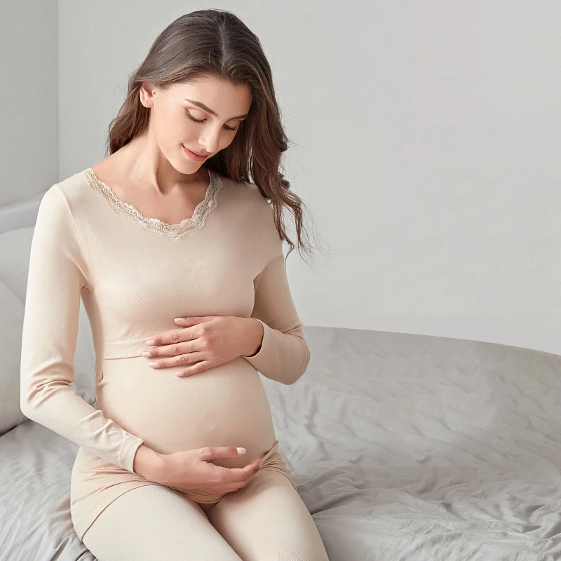 Пижама для беременных и кормящих матерей кружевная грудного вскармливания