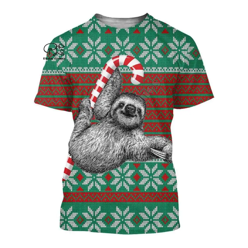 

PLstar Cosmos 3DPrint Merry Christmas Santa Claus Elk Deer Fishermen Hunting Harajuku Streetwear Funny Tshirts Short sleeve -a2