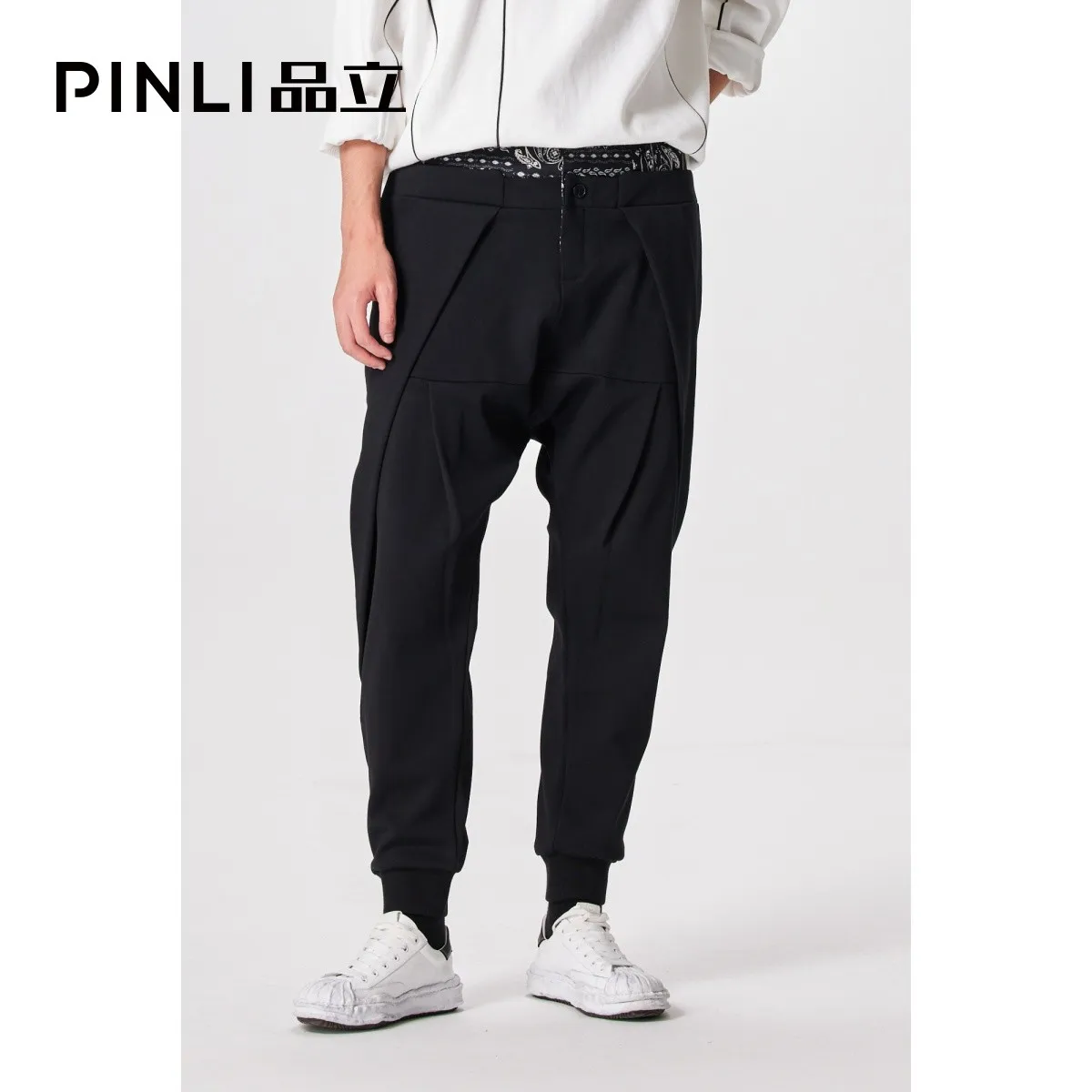 Free Shipping New men's pants design autumn splicing cashew flower plus velvet hanging stall casual trousers male B213517076