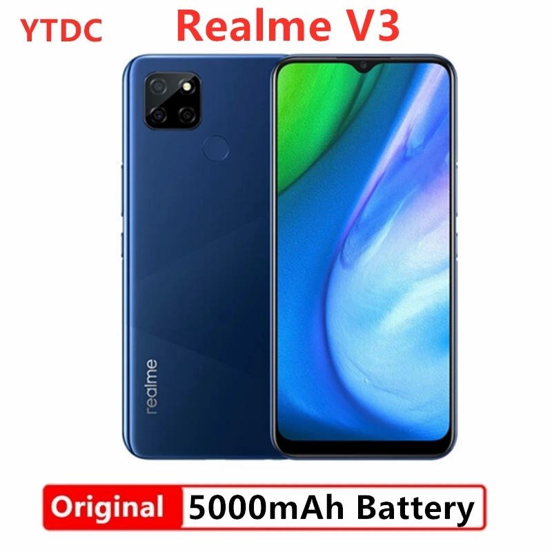Новый Realme V3 6 ГБ 64 Гб/128 Гб мобильный телефон 6. Конвертирование дюймы 720 * 1600HD + 5000