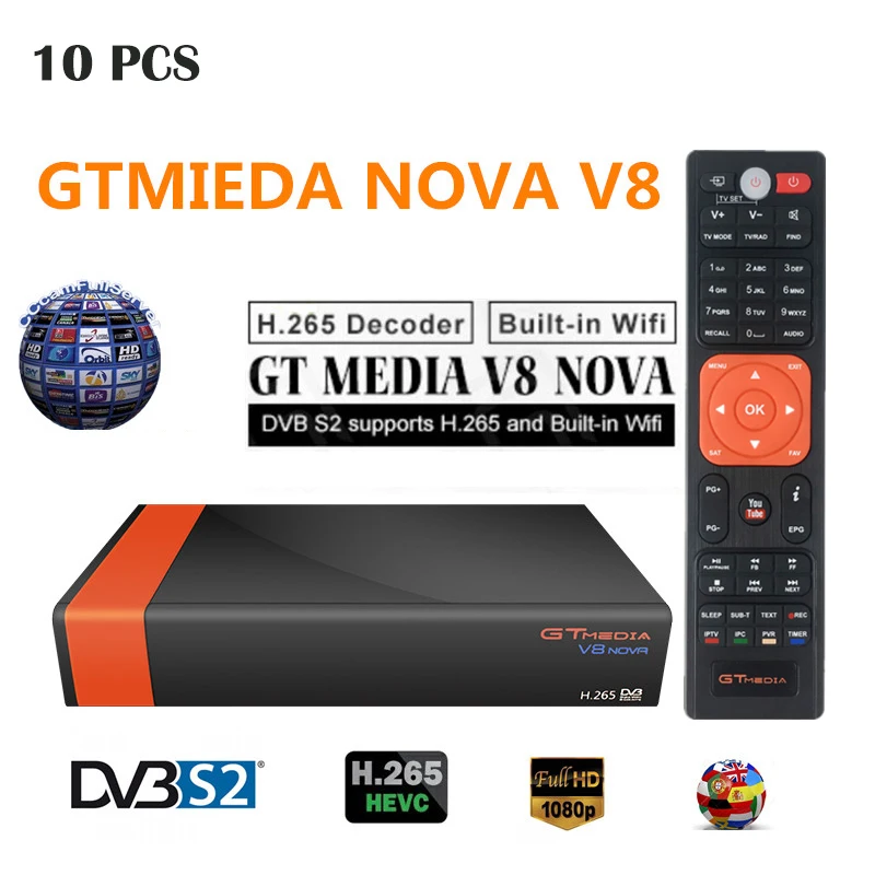 10 шт./лот GTMedia V8 Nova DVB S2 Full HD спутниковый ресивер новая версия встроенный Wifi