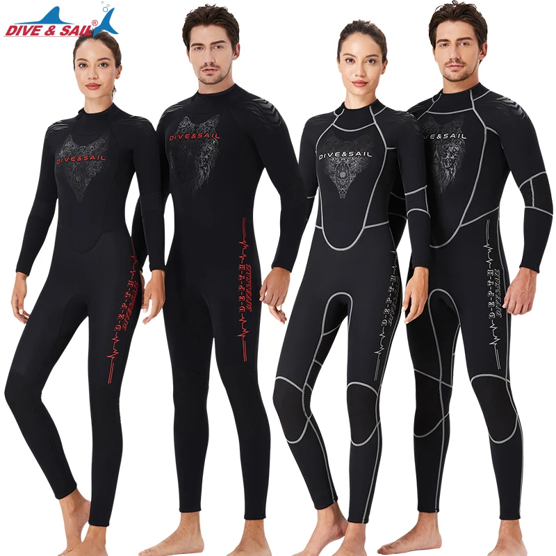 Wetsuit Men Women 3mm Neoprene Full Scuba Diving Suits Thermal Swimsuit Long Sleeve Back Zip for Water Sports