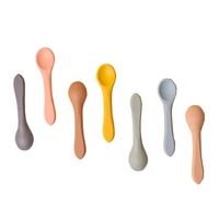 free shipping fashionable toddler flatware candy color boys girls silicone feeding baby spoon for kids dropshipping