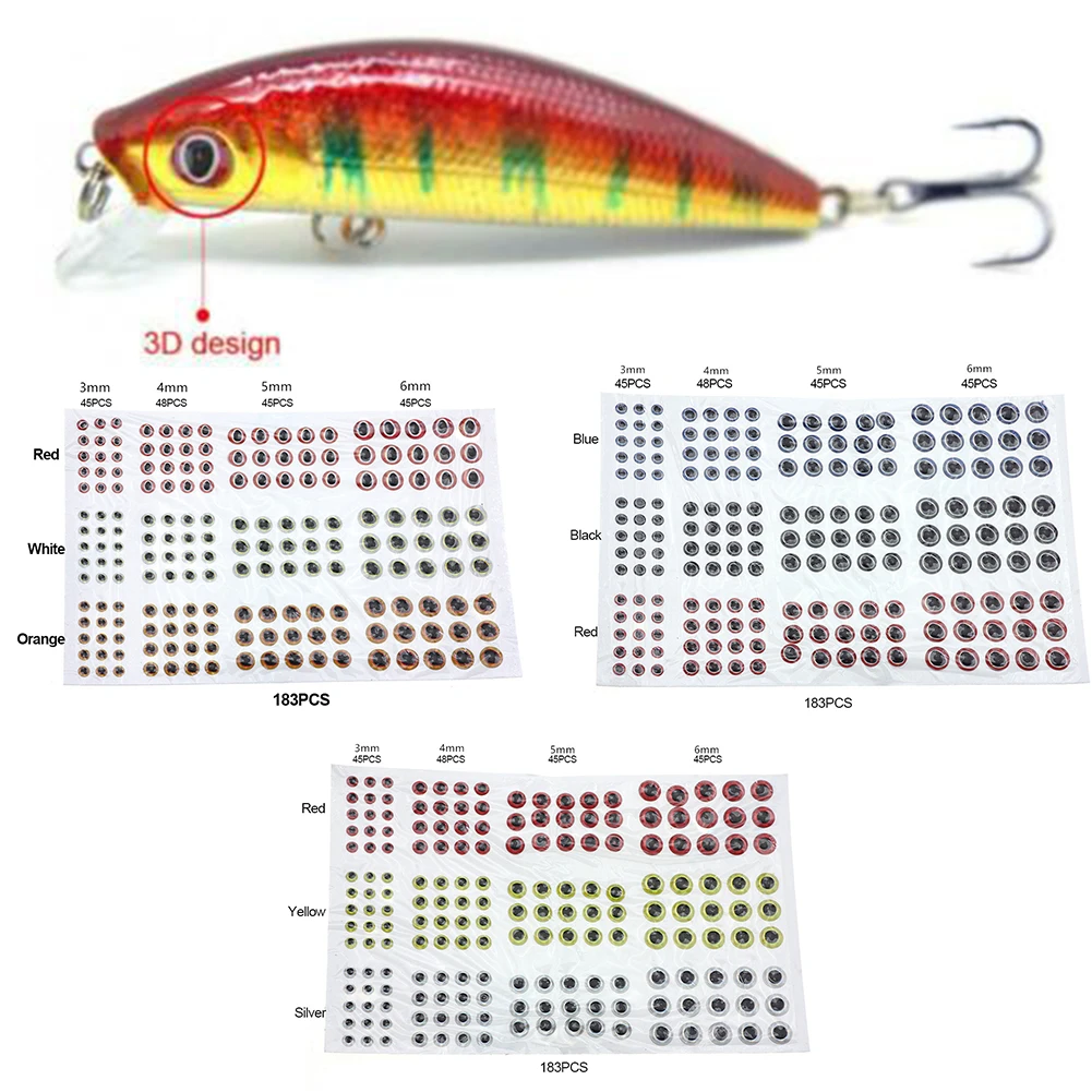 

183/549pcs Fisheye Fish Eye Holographic Lure Fly Tying Crafts Lifelike