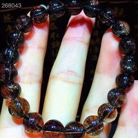 natural black rutilated quartz crystal bracelet 9 2mm clear round beads stretch women rutilated brazil aaaaaa
