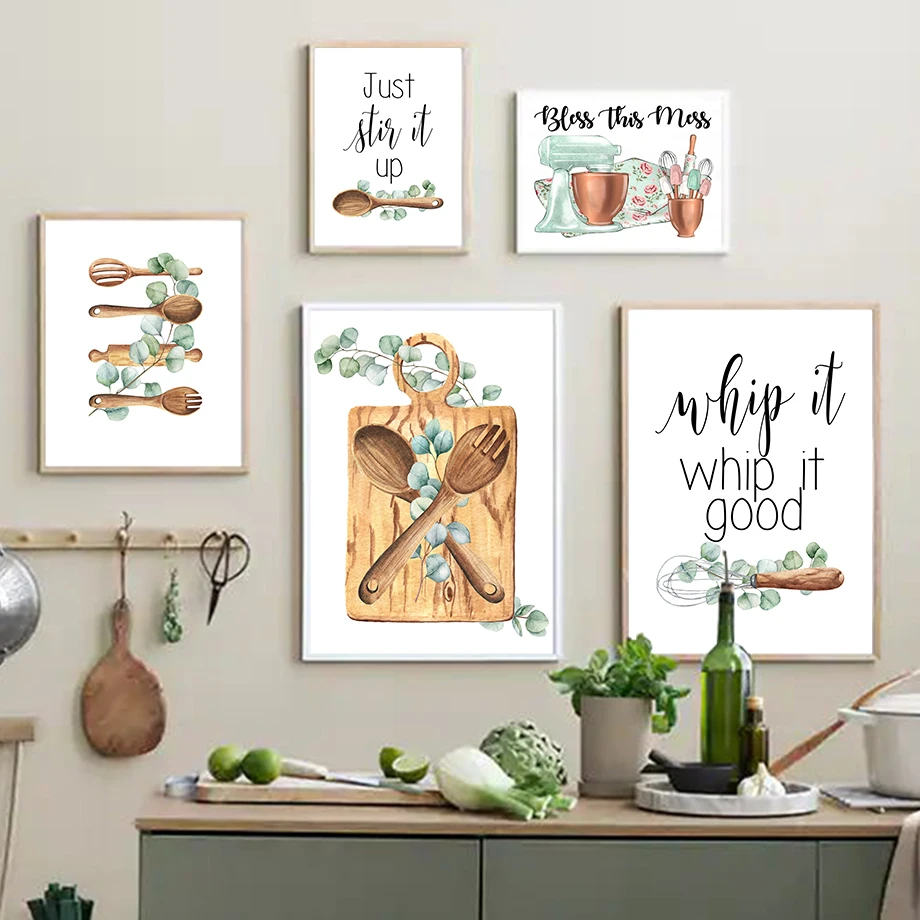 

Kitchenware Wall Art Minimalist Nordic Canvas Painting Knife and Fork Pictures for Living Room Frameless Posters and Prints