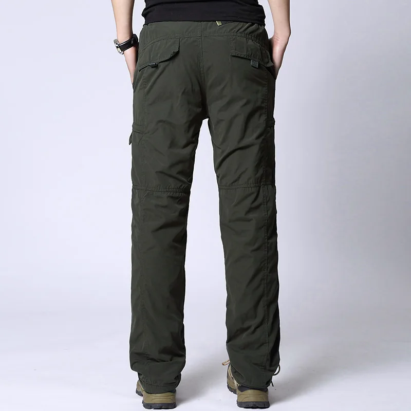 Брюки-карго мужские зимние утепленные длинные штаны со множеством карманов на
