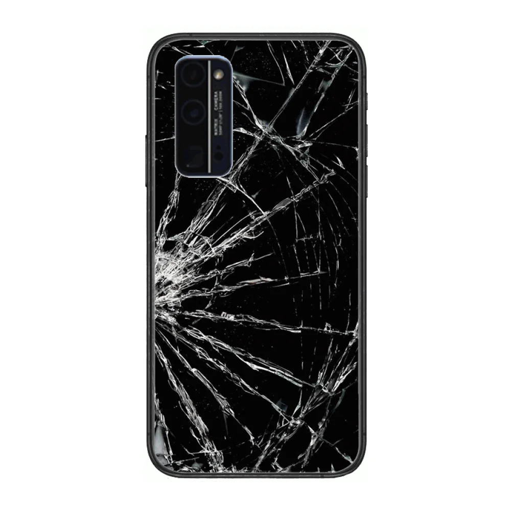 

Broken glass Phone Case Hull For Huawei Honor 8 9 10 20 30 A S Lite Pro 5g i Black Back Soft Cell Cover Pretty