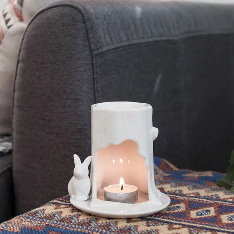 

Cute Rabbit Stump Aromatherapy Furnace Candle Holder Ceramic Crafts Wedding Candle Holder European Style Home Accessories Gifts