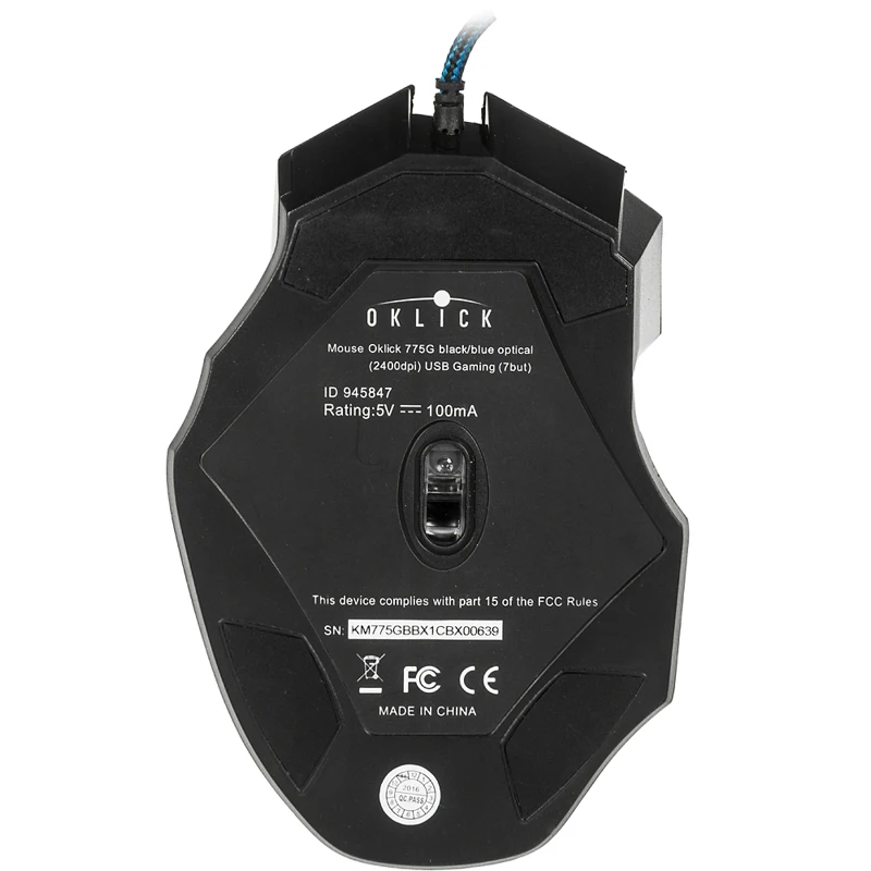 Мышь OKLICK 775G Ice Claw проводная USB черный и синий|Мыши| |