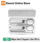 Набор кусачек для ногтей XIAOMI MIJIA, 5 шт., нержавеющая сталь, маникюр, педикюр, машинка для стрижки ногтей, пилка для ногтей, пилочки для ушей с футляром для хранения