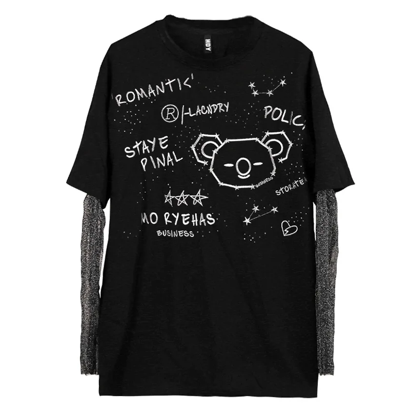 

Women Cartoon Embroidery T Shirt 2021 Women Rhinestone T Shirt Female Personality Patchwork T Shirt Z695