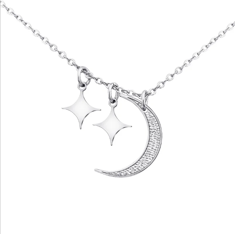 

Stainless Steel Star Moon Necklace Golden Rose Gold Women's Pendant Sweet and Romantic Souvenir Gift
