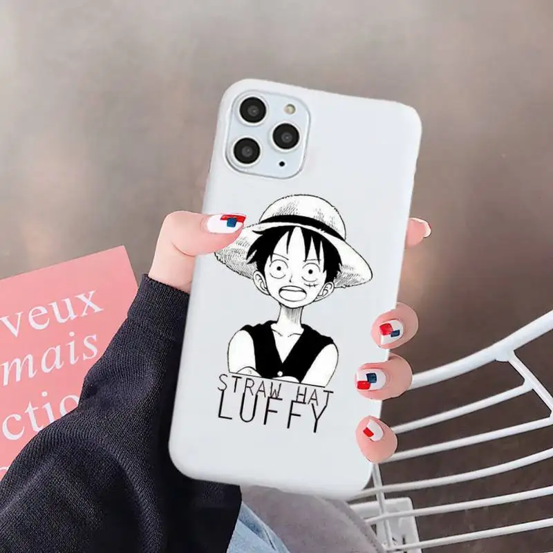 

Anime Cute One Piece Luffy Phone Case Candy Color for iPhone 6 7 8 11 12 s mini pro X XS XR MAX Plus