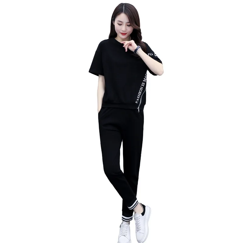 

Новый Повседневный модный спортивный костюм для женщин 2021 футболка с коротким рукавом брюки тонкая хлопковая спортивная одежда