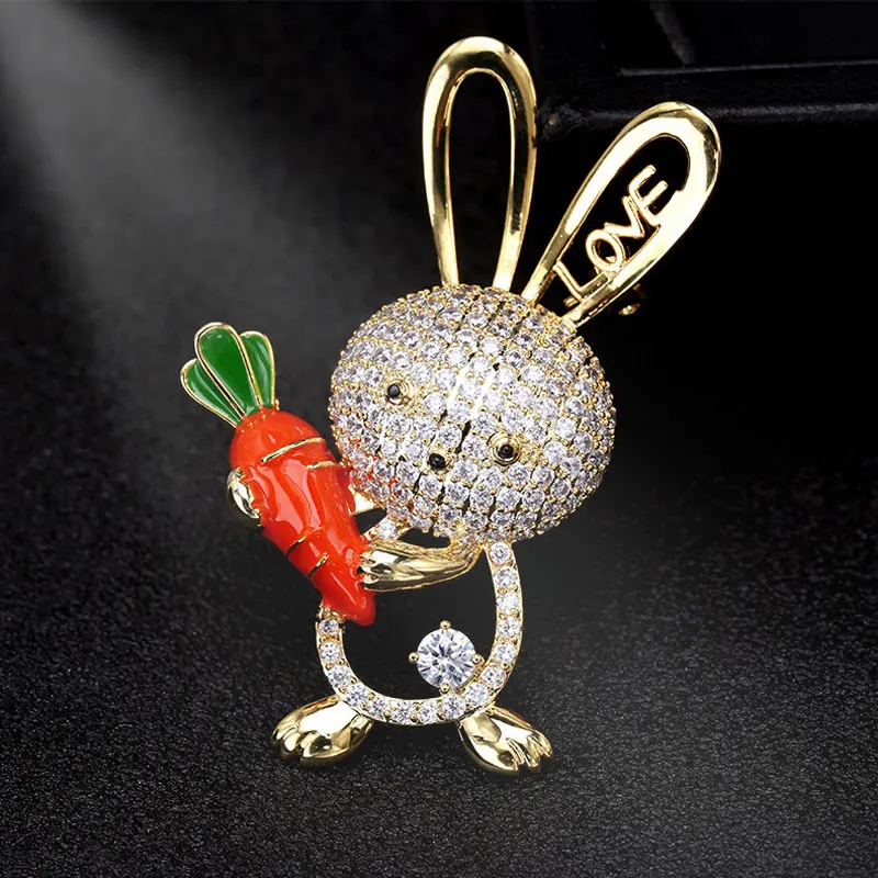 Molinuo креативный яркий CZ кролик булавка брошь костюм рубашка куртка свитер